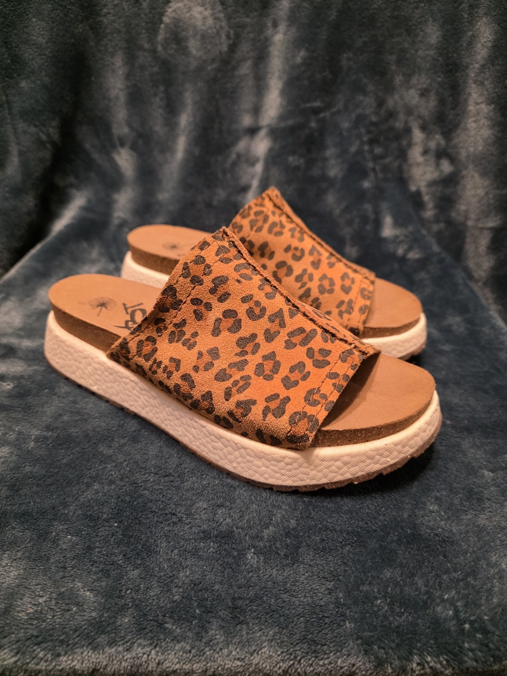 OTBT Leopard Print Slide Sandals in Brown and Black with White Platform
